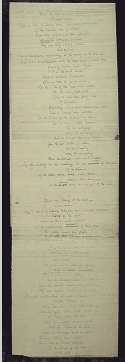 Four stanzas of the poem 'The Bells' in Poe's handwriting