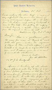 A letter that talks about Poe's death as the possible result of 