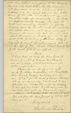 A letter that talks about Poe's death as the possible result of 