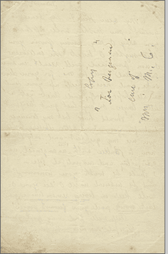 A letter from Poe to his wife Virginia