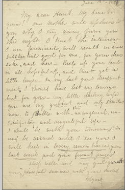 A letter from Poe to his wife Virginia